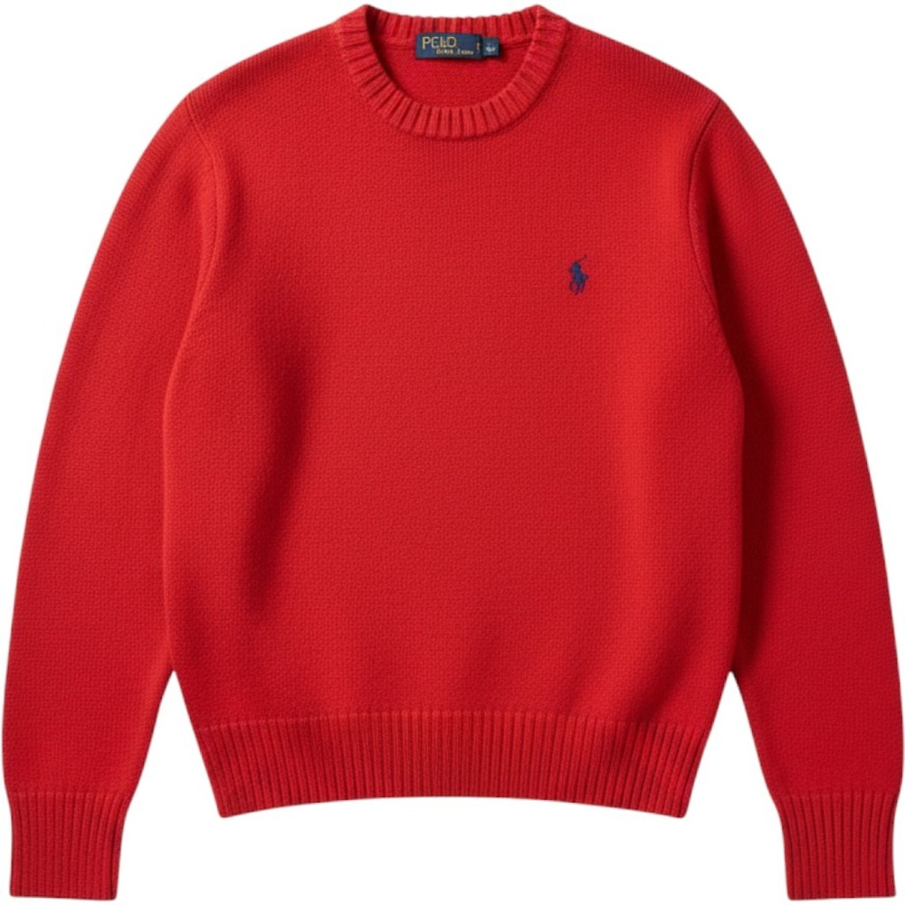 Polo Ralph Lauren Sweater Mens XXL Red Excellent Cotton Crewneck Navy Pony